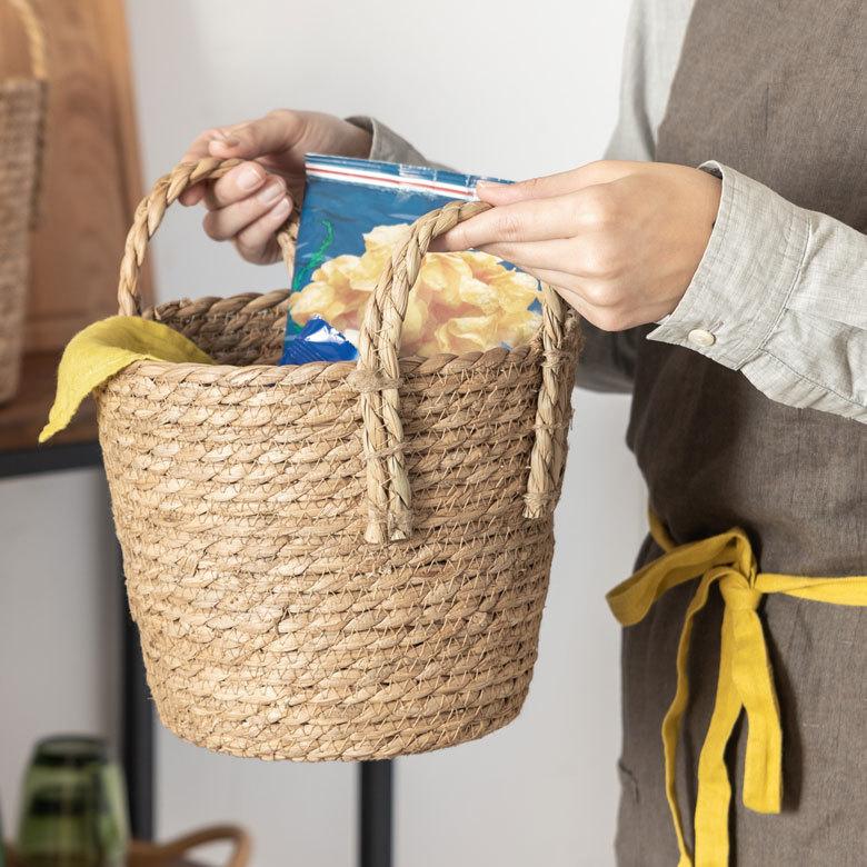 プランター カバー 植木 鉢 バスケット 持ち手付 い草 Sサイズ  [67084]【 5号 6.5号 入れ カバー ポット かご 観葉植物 北欧 おしゃれ  西海岸 インテリア 】 | ブランド登録なし | 05