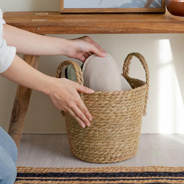 プランター カバー 植木 鉢 バスケット 持ち手付 い草 Ｍサイズ  [67085]【 7号 8号 入れ カバー ポット かご 観葉植物 北欧 おしゃれ  西海岸 インテリア 】 | ブランド登録なし | 11