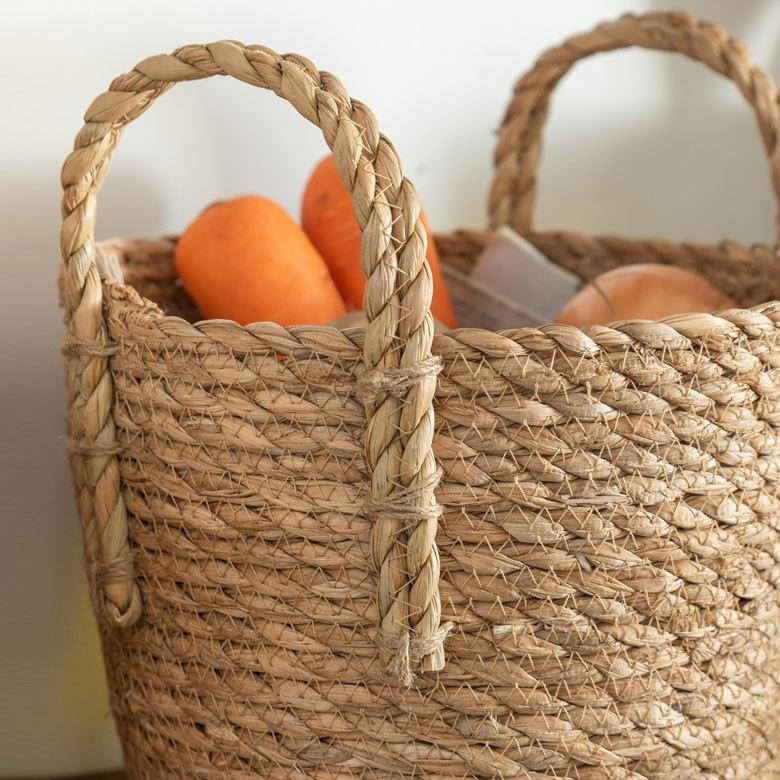 プランター カバー 植木 鉢 バスケット 持ち手付 い草 Ｍサイズ  [67085]【 7号 8号 入れ カバー ポット かご 観葉植物 北欧 おしゃれ  西海岸 インテリア 】 | ブランド登録なし | 02