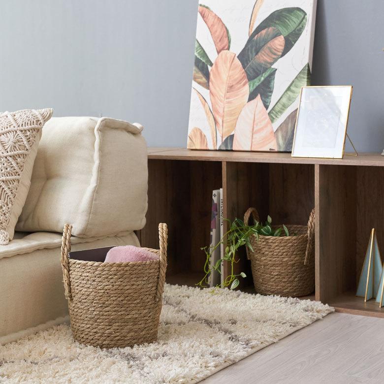 プランター カバー 植木 鉢 バスケット 持ち手付 い草 Ｍサイズ  [67085]【 7号 8号 入れ カバー ポット かご 観葉植物 北欧 おしゃれ  西海岸 インテリア 】 | ブランド登録なし | 20