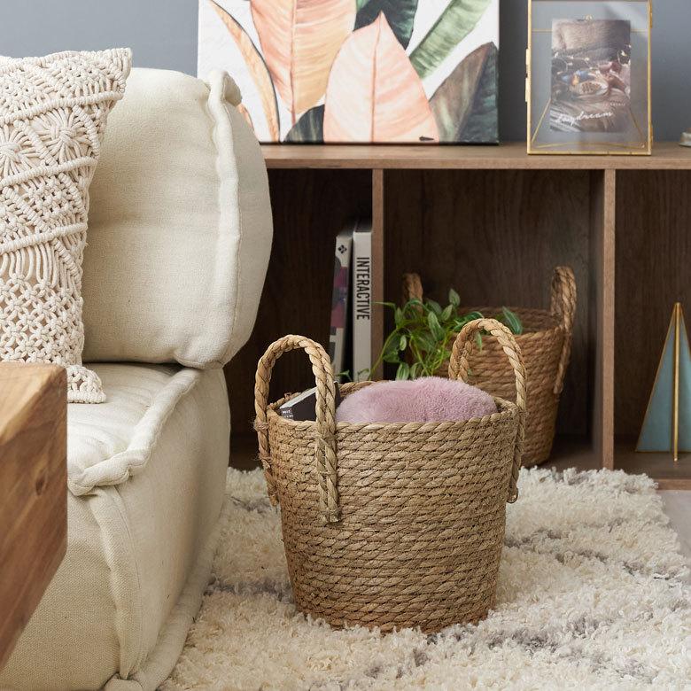 プランター カバー 植木 鉢 バスケット 持ち手付 い草 Ｍサイズ  [67085]【 7号 8号 入れ カバー ポット かご 観葉植物 北欧 おしゃれ  西海岸 インテリア 】 | ブランド登録なし | 04