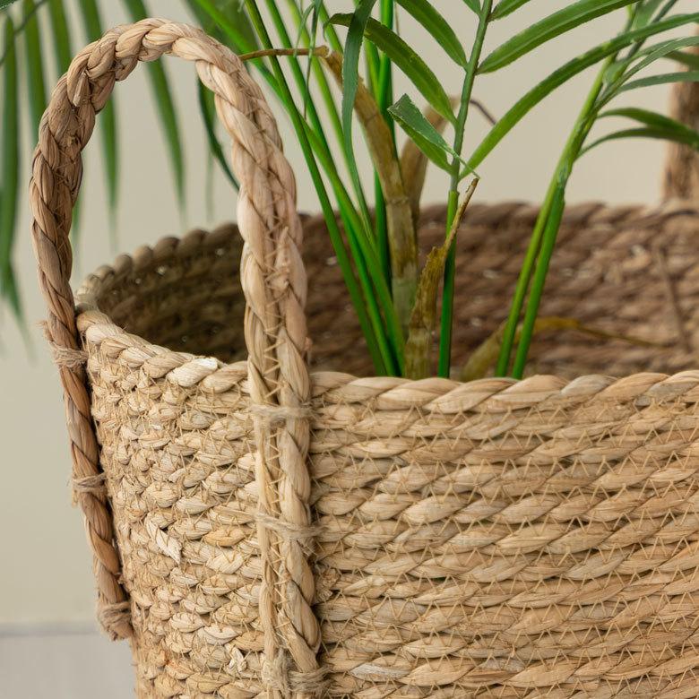 プランター カバー 植木 鉢 バスケット 持ち手付 い草 Ｍサイズ  [67085]【 7号 8号 入れ カバー ポット かご 観葉植物 北欧 おしゃれ  西海岸 インテリア 】 | ブランド登録なし | 07
