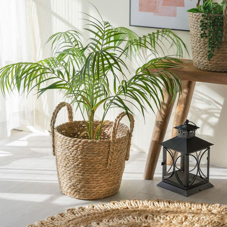 プランター カバー 植木 鉢 バスケット 持ち手付 い草 Ｍサイズ  [67085]【 7号 8号 入れ カバー ポット かご 観葉植物 北欧 おしゃれ  西海岸 インテリア 】 | ブランド登録なし | 08