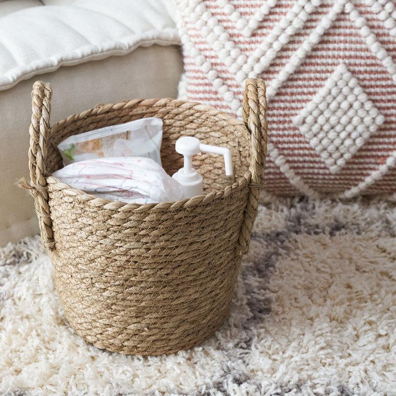 プランター カバー 植木 鉢 バスケット 持ち手付 い草 Ｍサイズ  [67085]【 7号 8号 入れ カバー ポット かご 観葉植物 北欧 おしゃれ  西海岸 インテリア 】 | ブランド登録なし | 09