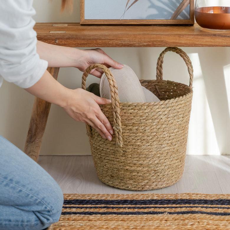 プランター カバー 植木 鉢 バスケット 持ち手付 い草 Lサイズ  [67086]【 8号 9号 入れ カバー ポット かご 観葉植物 北欧 おしゃれ  西海岸 インテリア 】 | ブランド登録なし | 11