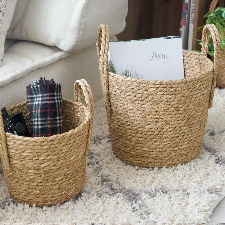 プランター カバー 植木 鉢 バスケット 持ち手付 い草 Lサイズ  [67086]【 8号 9号 入れ カバー ポット かご 観葉植物 北欧 おしゃれ  西海岸 インテリア 】 | ブランド登録なし | 13