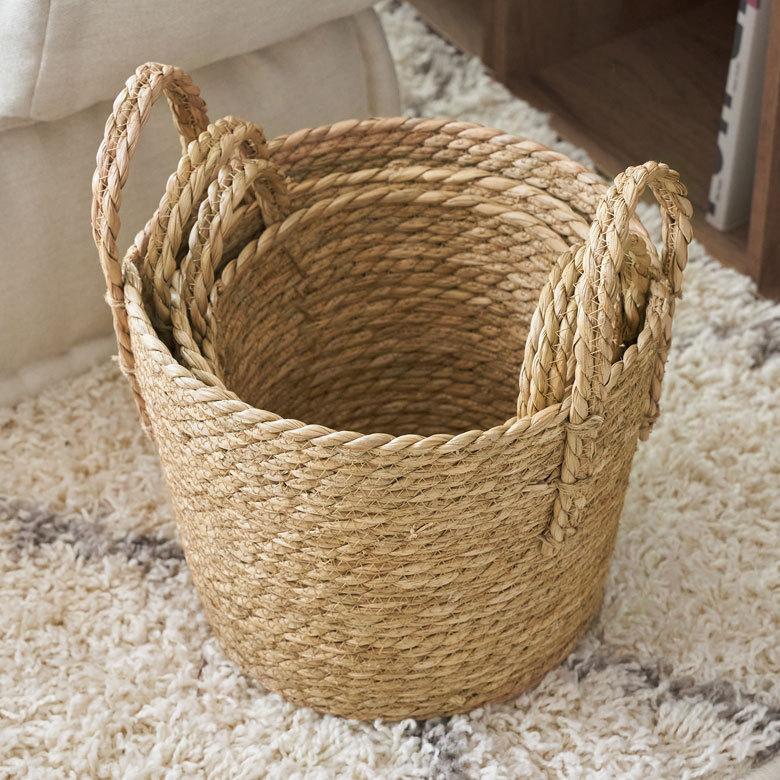 プランター カバー 植木 鉢 バスケット 持ち手付 い草 Lサイズ  [67086]【 8号 9号 入れ カバー ポット かご 観葉植物 北欧 おしゃれ  西海岸 インテリア 】 | ブランド登録なし | 16