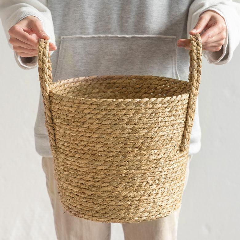 プランター カバー 植木 鉢 バスケット 持ち手付 い草 Lサイズ  [67086]【 8号 9号 入れ カバー ポット かご 観葉植物 北欧 おしゃれ  西海岸 インテリア 】 | ブランド登録なし | 17