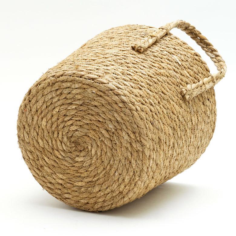 プランター カバー 植木 鉢 バスケット 持ち手付 い草 Lサイズ  [67086]【 8号 9号 入れ カバー ポット かご 観葉植物 北欧 おしゃれ  西海岸 インテリア 】 | ブランド登録なし | 19