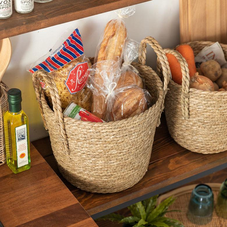 プランター カバー 植木 鉢 バスケット 持ち手付 い草 Lサイズ  [67086]【 8号 9号 入れ カバー ポット かご 観葉植物 北欧 おしゃれ  西海岸 インテリア 】 | ブランド登録なし | 04