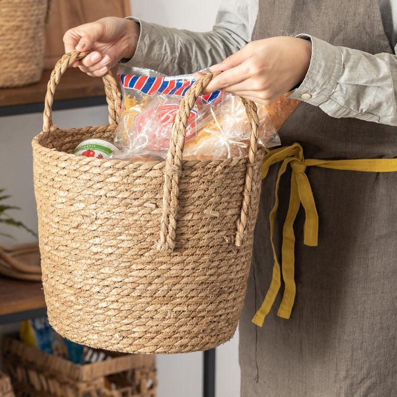 プランター カバー 植木 鉢 バスケット 持ち手付 い草 Lサイズ  [67086]【 8号 9号 入れ カバー ポット かご 観葉植物 北欧 おしゃれ  西海岸 インテリア 】 | ブランド登録なし | 05