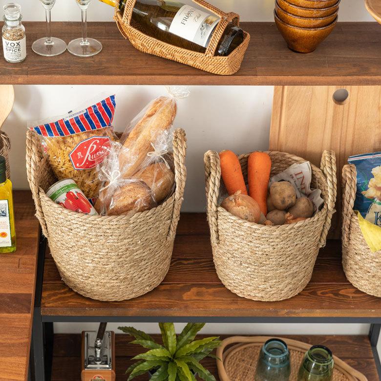 プランター カバー 植木 鉢 バスケット 持ち手付 い草 Lサイズ  [67086]【 8号 9号 入れ カバー ポット かご 観葉植物 北欧 おしゃれ  西海岸 インテリア 】 | ブランド登録なし | 06