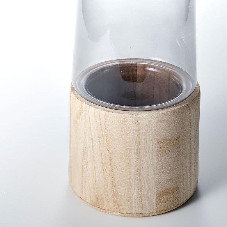 フラワー ベース おしゃれ 花瓶 花びん 花器 スモークグレー 円柱 ガラス ウッド 生花 北欧 韓国 インテリア ドライ 西海岸 コースタル 67087 | ブランド登録なし | 15