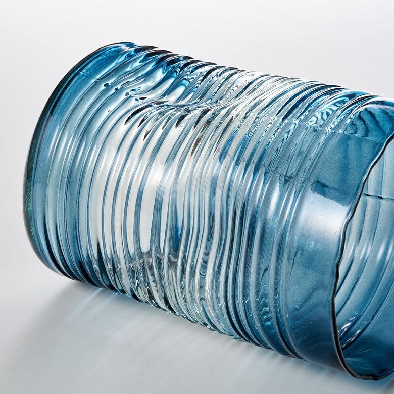 フラワー ベース おしゃれ 花瓶 花びん 花器 ガラス ブルー 楕円柱 造花 入れ 生花 北欧  韓国 インテリア グラデーション 西海岸 ビーチ コースタル 67089 | ブランド登録なし | 11