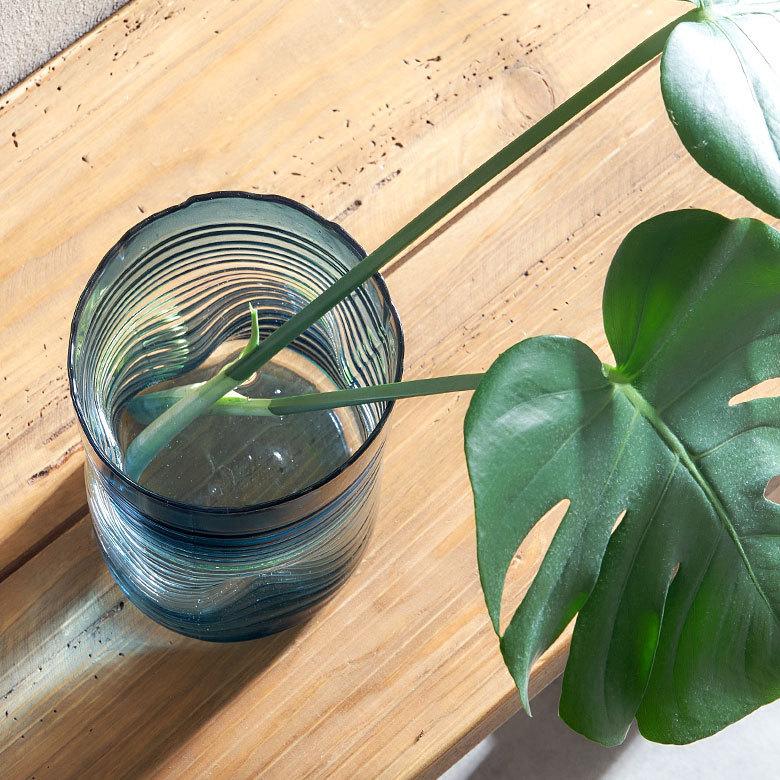 フラワー ベース おしゃれ 花瓶 花びん 花器 ガラス ブルー 楕円柱 造花 入れ 生花 北欧  韓国 インテリア グラデーション 西海岸 ビーチ コースタル 67089 | ブランド登録なし | 04