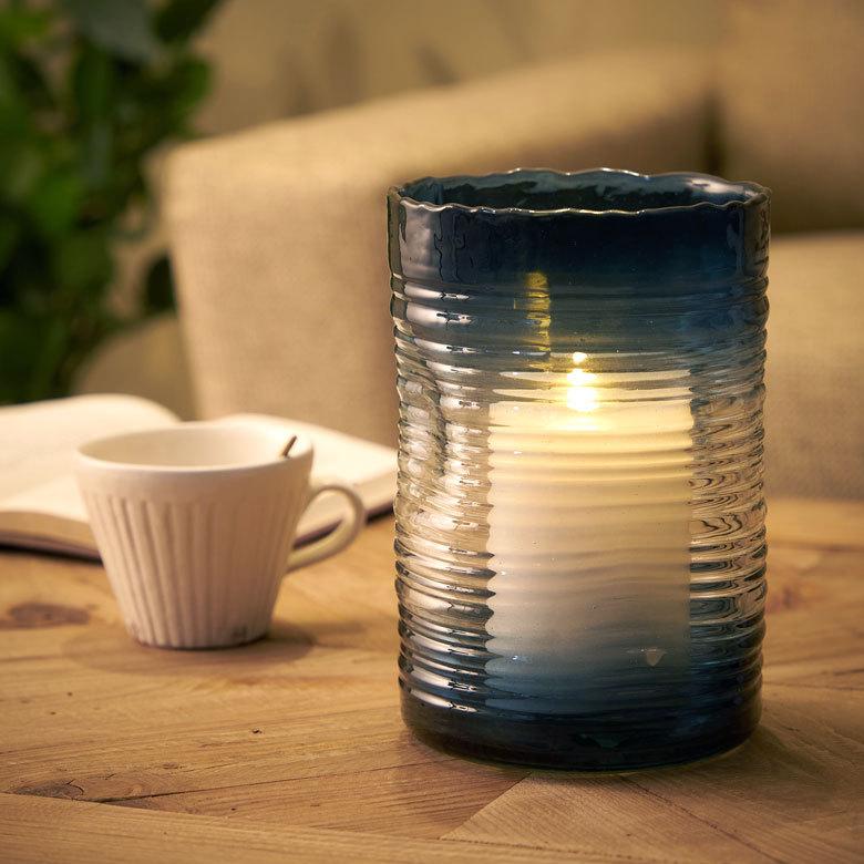 フラワー ベース おしゃれ 花瓶 花びん 花器 ガラス ブルー 楕円柱 造花 入れ 生花 北欧  韓国 インテリア グラデーション 西海岸 ビーチ コースタル 67089 | ブランド登録なし | 05