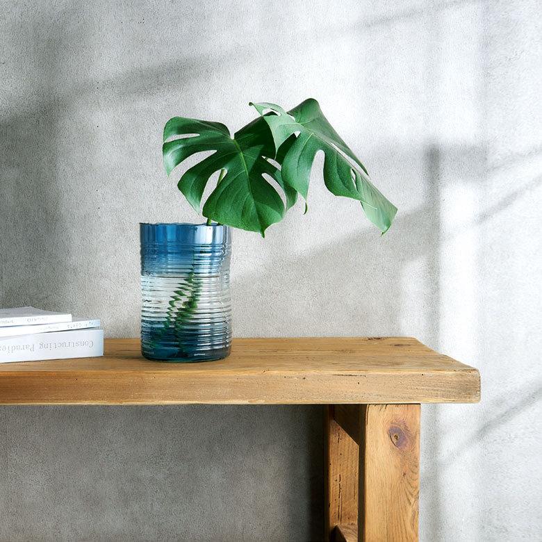 フラワー ベース おしゃれ 花瓶 花びん 花器 ガラス ブルー 楕円柱 造花 入れ 生花 北欧  韓国 インテリア グラデーション 西海岸 ビーチ コースタル 67089 | ブランド登録なし | 08