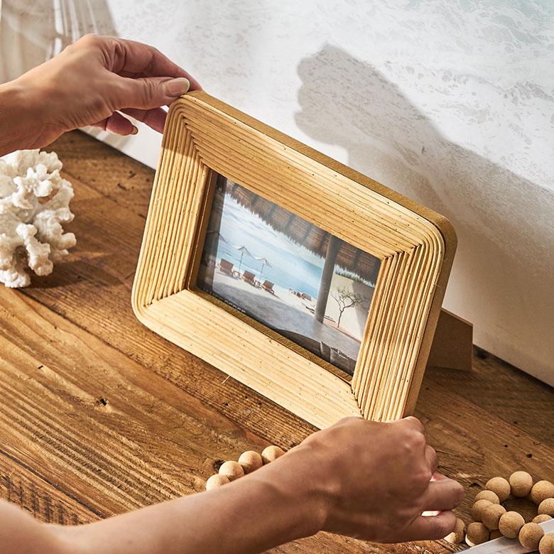 ELEMENTS（インテリア） フォト フレーム 写真 立て ラタン製