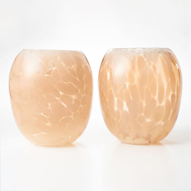 花瓶 フラワー ベース ガラス 半透過 ピンク  ベージュ ドット柄 おしゃれ インテリア 花びん 花器 壺型 生花 ドライ 北欧 韓国 西海岸 67096 | ブランド登録なし | 17