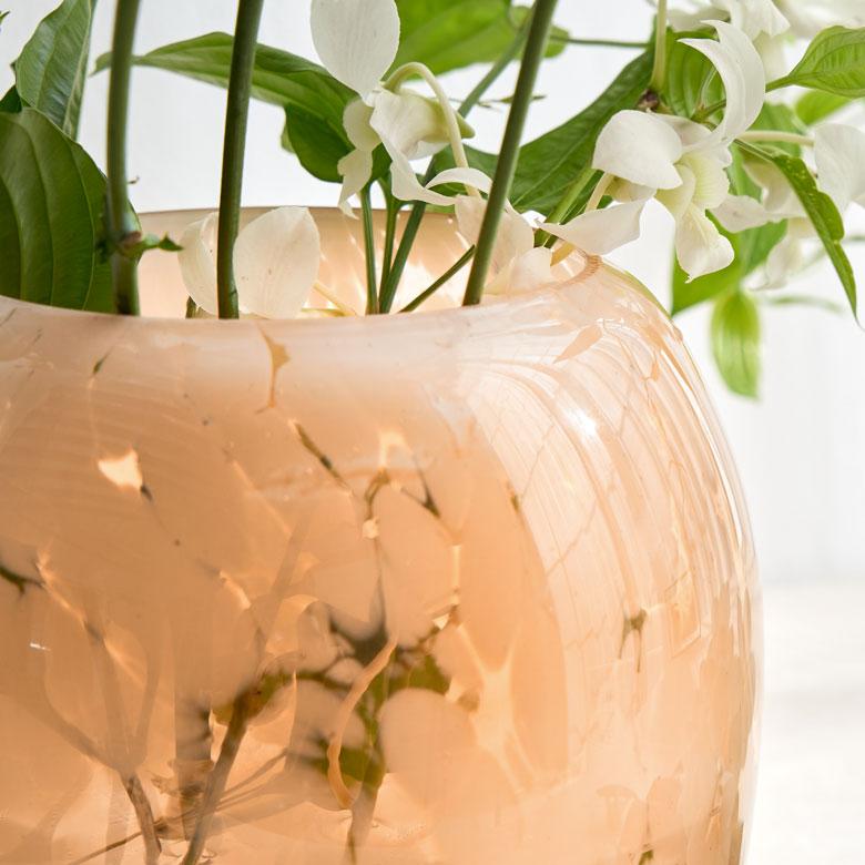 ジャパン ヴィンテージ ガラス ベース ドット ピンク×ホワイト 花器 花瓶 ジャパン ヴィンテージ ガラス ベース ドット ピンク×ホワイト