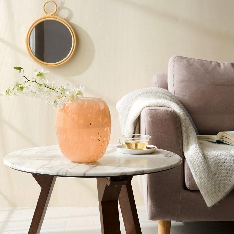 花瓶 フラワー ベース ガラス 半透過 ピンク  ベージュ ドット柄 おしゃれ インテリア 花びん 花器 壺型 生花 ドライ 北欧 韓国 西海岸 67096 | ブランド登録なし | 09