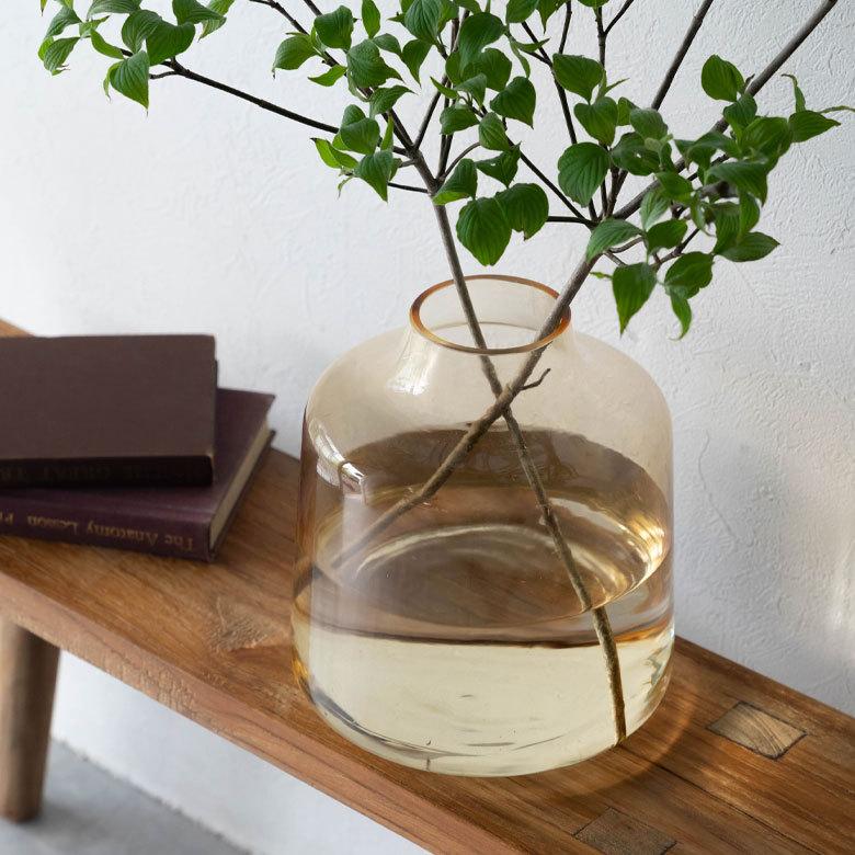 花瓶 おしゃれ ガラス ライトアンバー インテリア 上径8cm ボトル型 アレンジメント 花びん 花器 生花 ドライ フラワー 北欧 韓国 西海岸 ビーチ 67098 | ブランド登録なし | 13