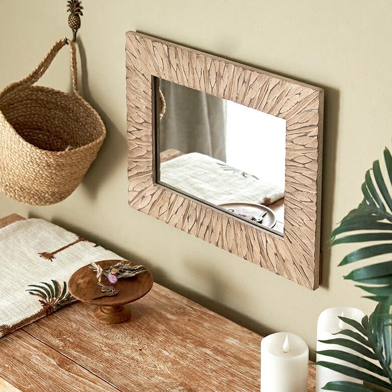鏡 壁掛け 立て掛け  4Way 木製 四角 長方形 ミラー シンプル ウォール デコレーション リビング 寝室 洗面所 おしゃれ 北欧 かわいい ヴィンテージ風 67100 | ELEMENTS（インテリア） | 15