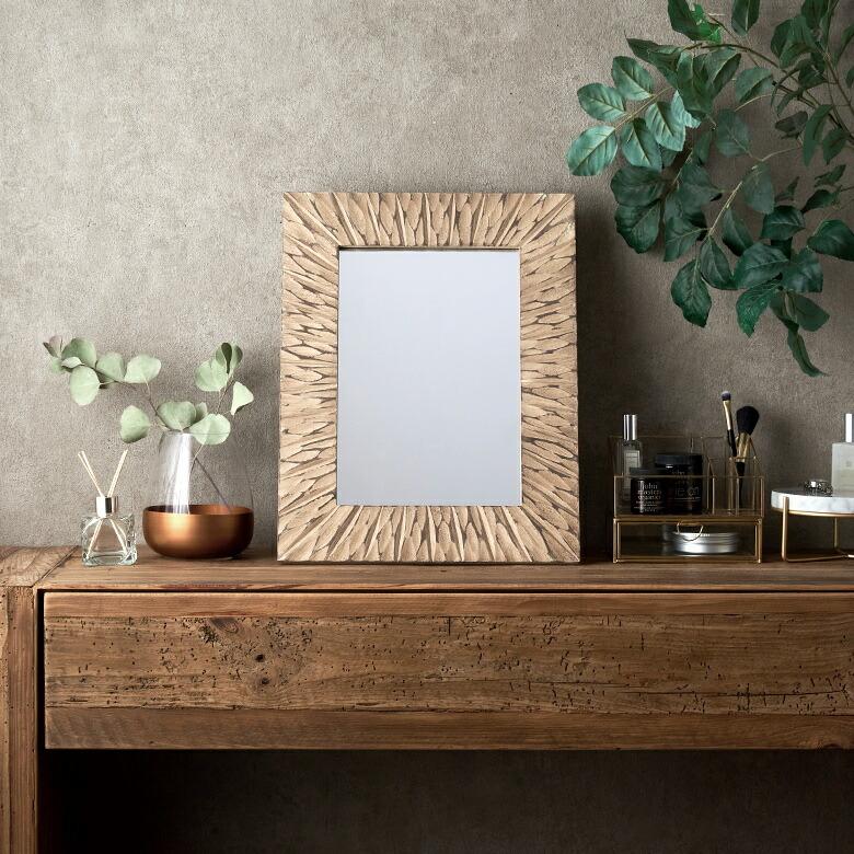 鏡 壁掛け 立て掛け  4Way 木製 四角 長方形 ミラー シンプル ウォール デコレーション リビング 寝室 洗面所 おしゃれ 北欧 かわいい ヴィンテージ風 67100 | ELEMENTS（インテリア） | 06