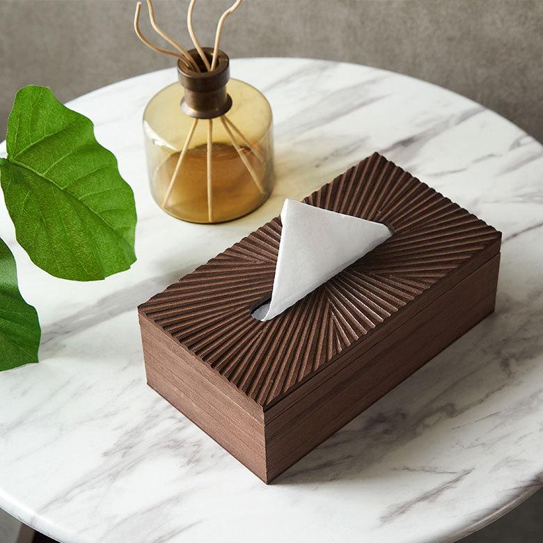ELEMENTS（インテリア） ティッシュ ケース ボックス 木製 ふた