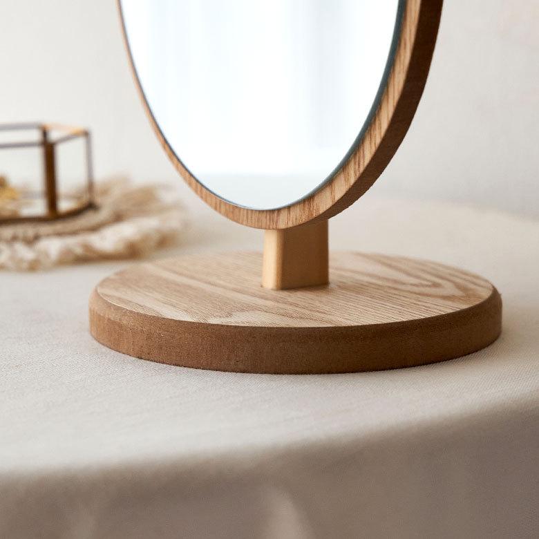 卓上 ミラー  鏡 木製 円形 丸型 角度調節 スタンド 化粧 立て掛け メイク 置き テーブル 玄関 トイレ 洗面所 ホテル用 かわいい シンプル ナチュラル 67105 | ELEMENTS（インテリア） | 18
