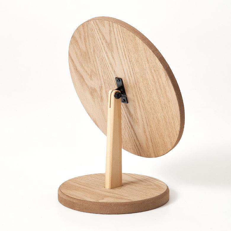 卓上 ミラー  鏡 木製 円形 丸型 角度調節 スタンド 化粧 立て掛け メイク 置き テーブル 玄関 トイレ 洗面所 ホテル用 かわいい シンプル ナチュラル 67105 | ELEMENTS（インテリア） | 08