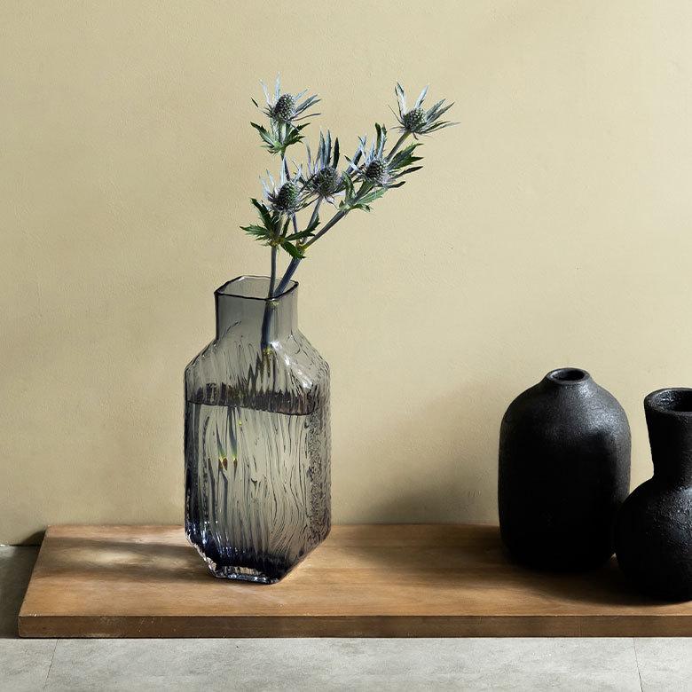 フラワー ベース おしゃれ ガラス クリア グレー トール 大きい 大型 高い 高さ 30.5cm インテリア ボトル型 花びん 花器 生花 ドライ 西海岸 67106 | ブランド登録なし | 01