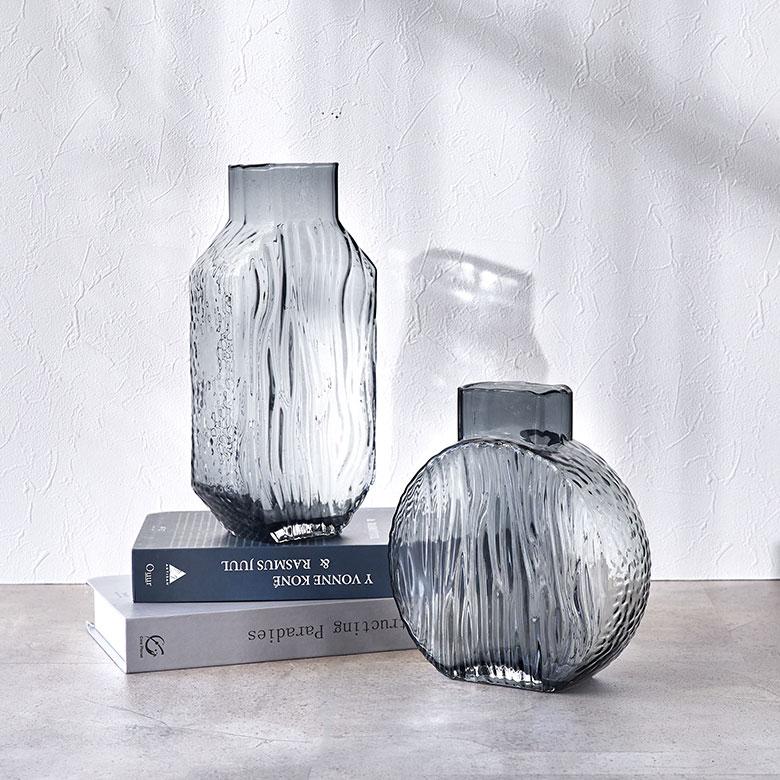 フラワー ベース おしゃれ ガラス クリア グレー トール 大きい 大型 高い 高さ 30.5cm インテリア ボトル型 花びん 花器 生花 ドライ 西海岸 67106 | ブランド登録なし | 10