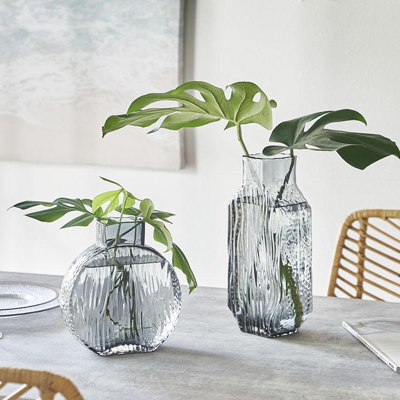 フラワー ベース おしゃれ ガラス クリア グレー トール 大きい 大型 高い 高さ 30.5cm インテリア ボトル型 花びん 花器 生花 ドライ 西海岸 67106 | ブランド登録なし | 14
