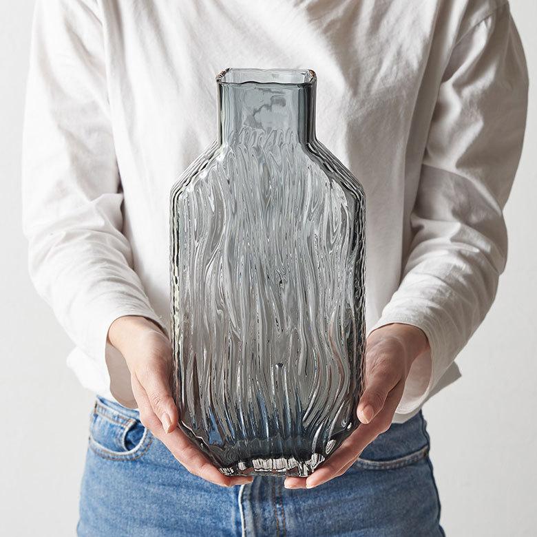 フラワー ベース おしゃれ ガラス クリア グレー トール 大きい 大型 高い 高さ 30.5cm インテリア ボトル型 花びん 花器 生花 ドライ 西海岸 67106 | ブランド登録なし | 15