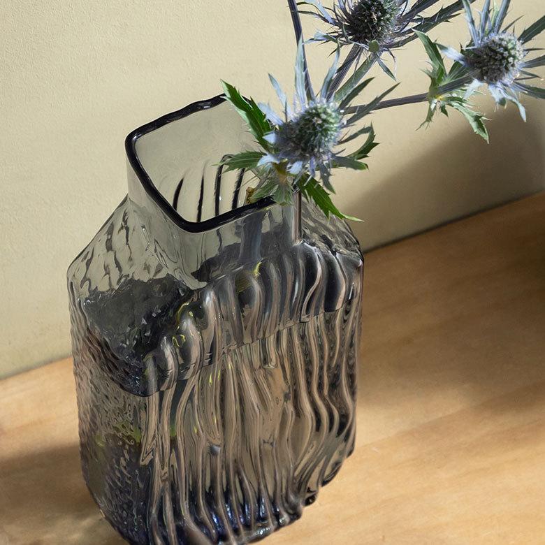 フラワー ベース おしゃれ ガラス クリア グレー トール 大きい 大型 高い 高さ 30.5cm インテリア ボトル型 花びん 花器 生花 ドライ 西海岸 67106 | ブランド登録なし | 09