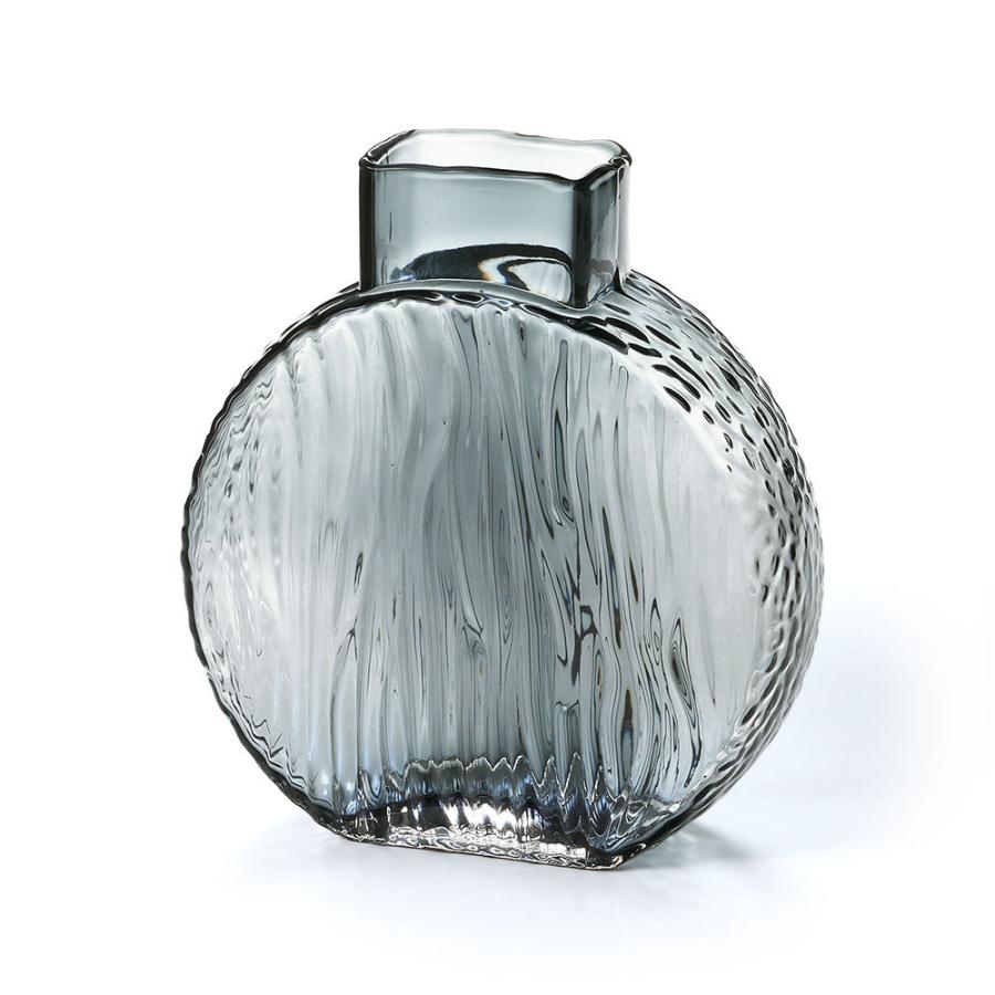 フラワー ベース おしゃれ ガラス クリアグレー ラウンド インテリア 最大開口部7.5cm ボトル型 アレンジ 花びん 花器 生花 ドライ 西海岸 ビーチ 67107 | ブランド登録なし | 19