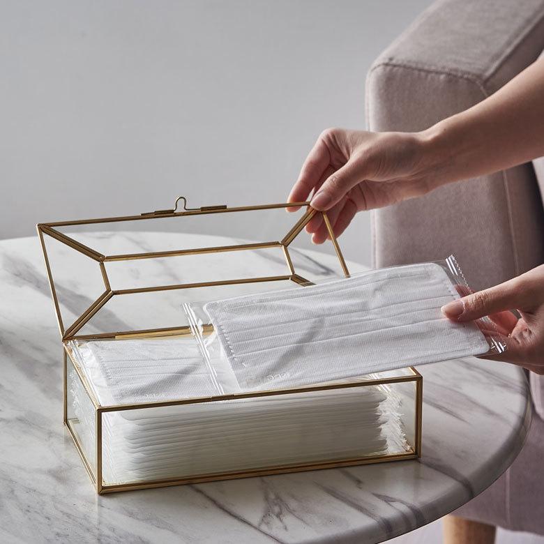 ELEMENTS（インテリア） ティッシュ ケース ボックス ガラス