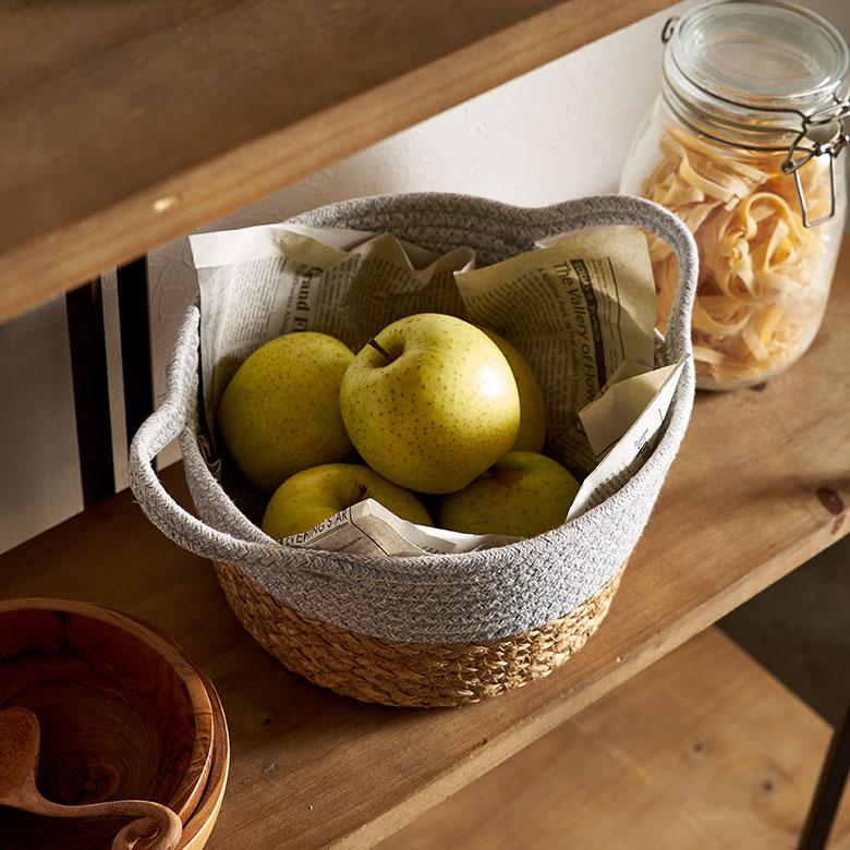 バスケット コットン ラッシュ製 持ち手付き Mサイズ かご 収納 丸型 プランター カバー 鉢 6号鉢対応 インテリア おしゃれ 北欧 西海岸 韓国 67120 | ELEMENTS（インテリア） | 12