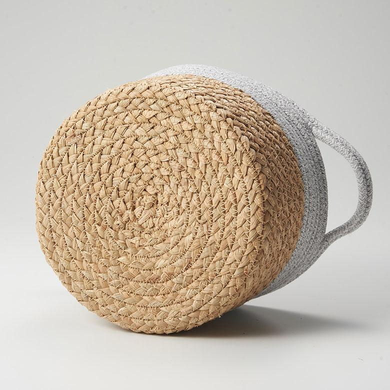 バスケット コットン ラッシュ製 持ち手付き Mサイズ かご 収納 丸型 プランター カバー 鉢 6号鉢対応 インテリア おしゃれ 北欧 西海岸 韓国 67120 | ELEMENTS（インテリア） | 19