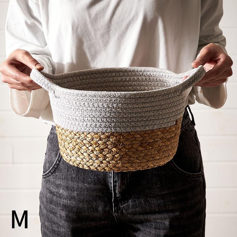 バスケット コットン ラッシュ製 持ち手付き Mサイズ かご 収納 丸型 プランター カバー 鉢 6号鉢対応 インテリア おしゃれ 北欧 西海岸 韓国 67120 | ELEMENTS（インテリア） | 08