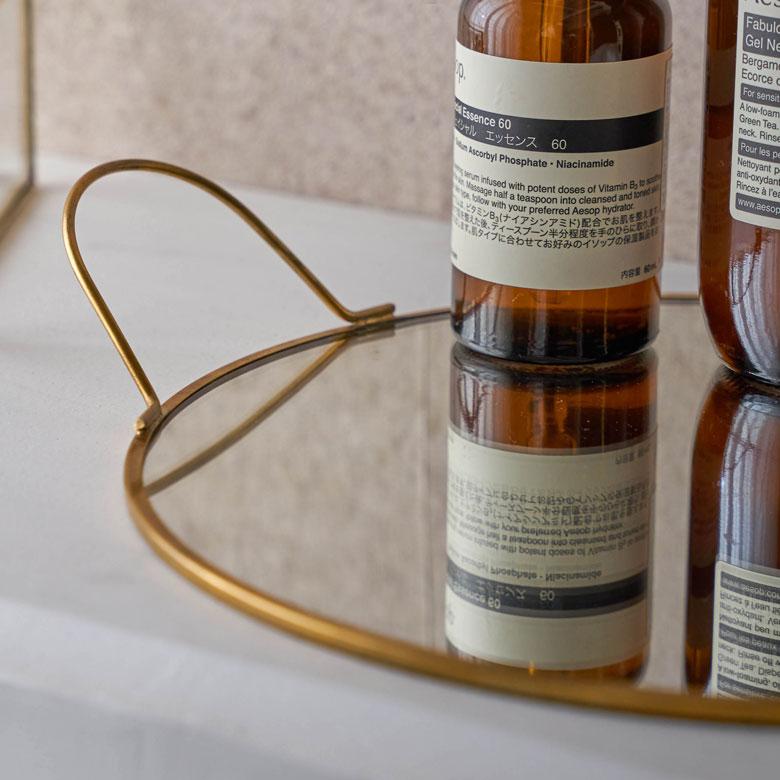 ミラー トレー トレイ 鏡 ガラス 真鍮 ゴールド 直径22cm アクセサリー 小物 入れ 収納 デコレーション ディスプレイ おしゃれ 北欧 雑貨 西海岸風 67125 | ELEMENTS（インテリア） | 11