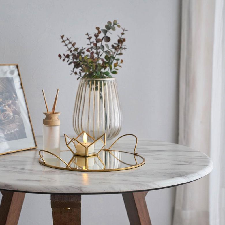 ミラー トレー トレイ 鏡 ガラス 真鍮 ゴールド 直径22cm アクセサリー 小物 入れ 収納 デコレーション ディスプレイ おしゃれ 北欧 雑貨 西海岸風 67125 | ELEMENTS（インテリア） | 07