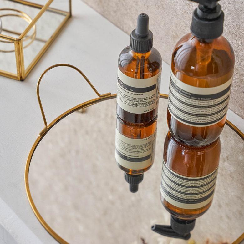 ミラー トレー トレイ 鏡 ガラス 真鍮 ゴールド 直径22cm アクセサリー 小物 入れ 収納 デコレーション ディスプレイ おしゃれ 北欧 雑貨 西海岸風 67125 | ELEMENTS（インテリア） | 09