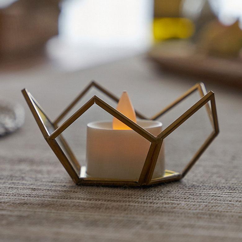 キャンドル ホルダー 鏡 ガラス 真鍮 ゴールド 直径9cm アクセサリー 小物 入れ 収納 デコレーション ディスプレイ おしゃれ 北欧 雑貨 西海岸風 67126 | ELEMENTS（インテリア） | 12
