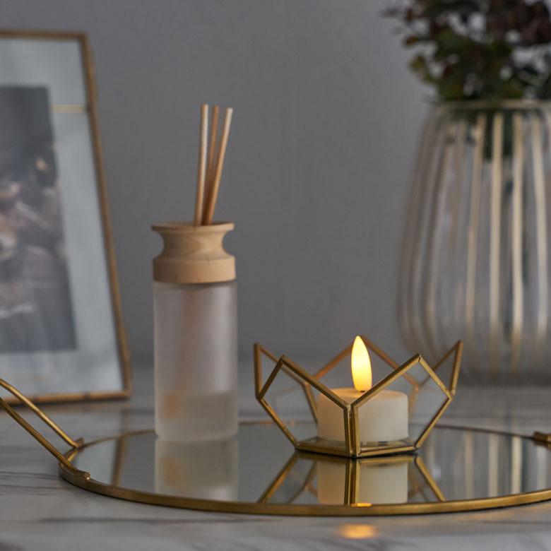 キャンドル ホルダー 鏡 ガラス 真鍮 ゴールド 直径9cm アクセサリー 小物 入れ 収納 デコレーション ディスプレイ おしゃれ 北欧 雑貨 西海岸風 67126 | ELEMENTS（インテリア） | 14
