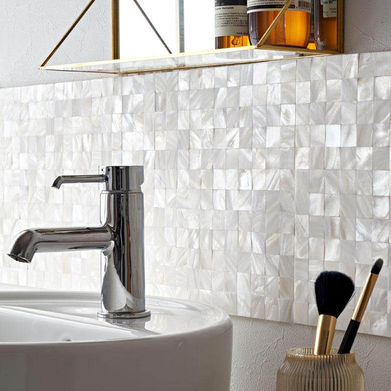 タイル シール モザイク 天然 シェル 貝 リアル 1枚 高級感 シート 防水 ウォール ステッカー デコレーション リメイク インテリア 壁材 西海岸 67127 | ELEMENTS（インテリア） | 10