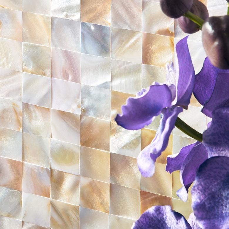 タイル シール モザイク 天然 シェル 貝 リアル 1枚 高級感 シート 防水 ウォール ステッカー デコレーション リメイク インテリア 壁材 西海岸 67128 | ELEMENTS（インテリア） | 03