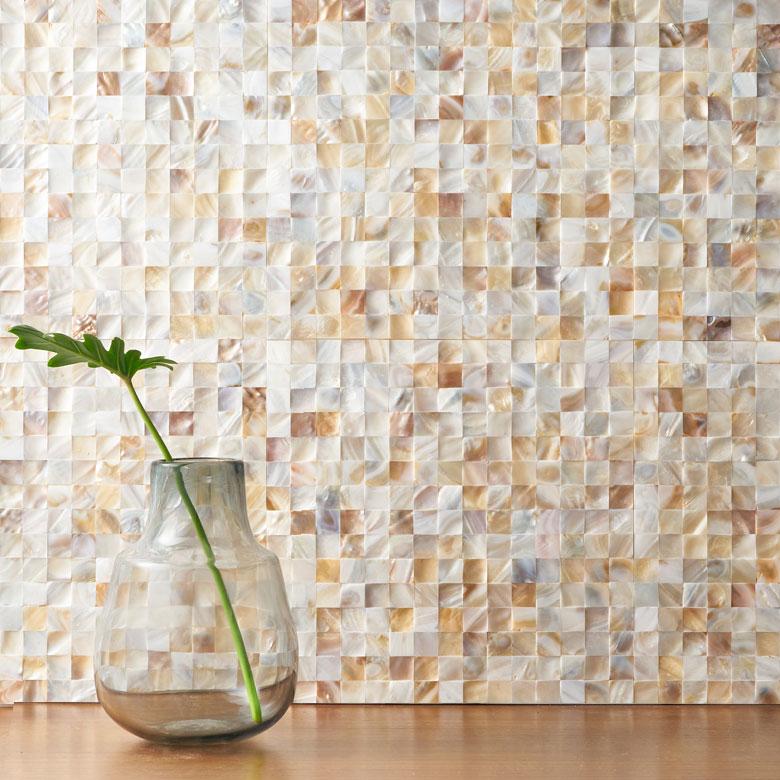 タイル シール モザイク 天然 シェル 貝 リアル 1枚 高級感 シート 防水 ウォール ステッカー デコレーション リメイク インテリア 壁材 西海岸 67128 | ELEMENTS（インテリア） | 07