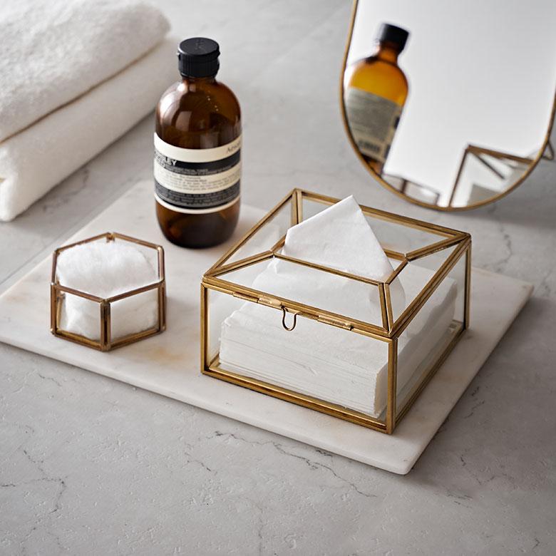 ティッシュ ケース ボックス ハーフ サイズ ガラス 真鍮 ふた 付き コンパクト カバー ポケット おしゃれ 北欧 リゾート 雑貨 インテリア 西海岸 67150 | ELEMENTS（インテリア） | 12